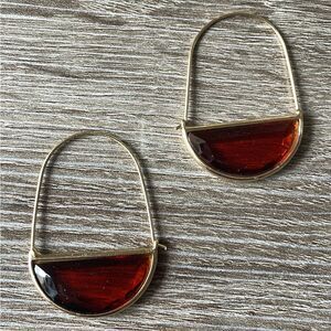 Clear auburn brown crystal hoop earrings A184